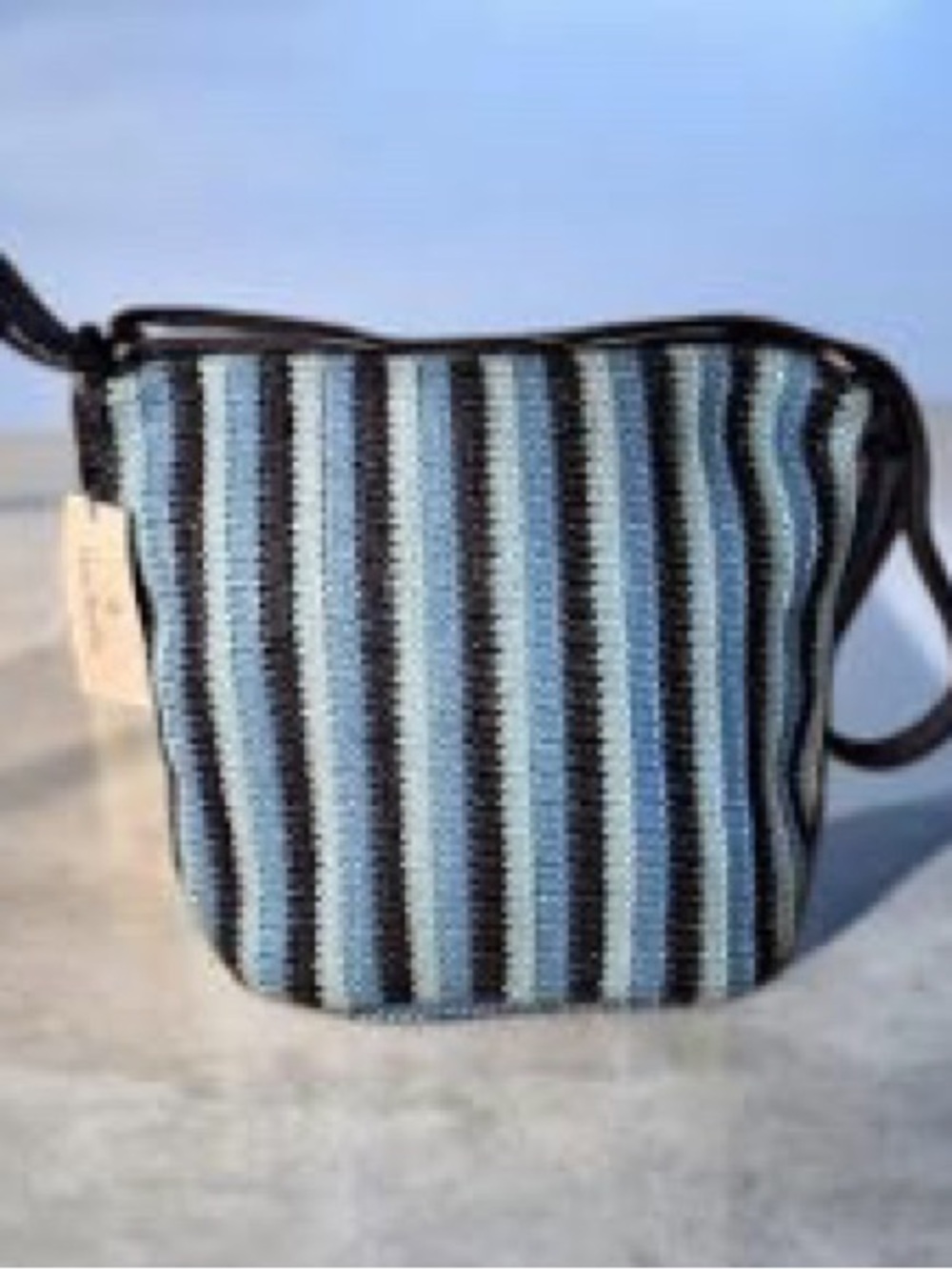 Vera Bradley Blue WAVE STRIPE Striped BUCKET Crossbody Bag